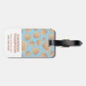 Aangepaste foto's van Blue Seashell Pattern Bagagelabel (Achterkant horizontaal)