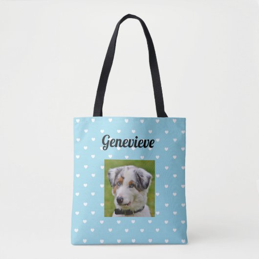 Aangepaste foto's van Dog Afdrukken BlueTote Bag Draagtas (Voorkant)