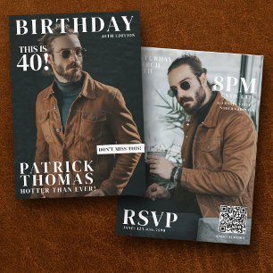 Aangepaste Foto's Verjaardagsblad Hoesje Man 40th Kaart