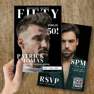 Aangepaste foto's verjaardagsmagazinecover man 50s kaart