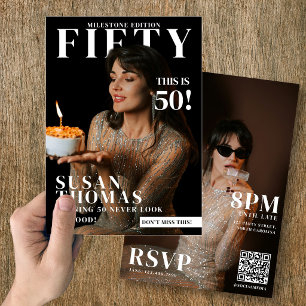 Aangepaste foto's verjaardagsmagazinecover vrouw 5 kaart