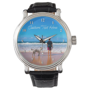 Aangepaste foto's volgen met je foto's en tekst horloge