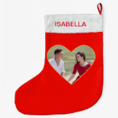 Aangepaste foto's voor kerstcadeau binnenin hartst grote kerstsok (Achterkant)