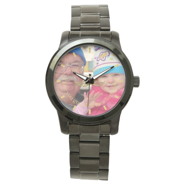 Aangepaste fotoscriptcontrole | Beste opa ooit Horloge (Voorkant)
