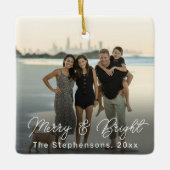 Aangepaste fotoserie voor Merry & Bright Typografi Keramisch Ornament (Voorkant)