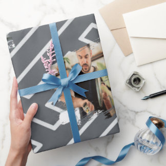 Aangepaste Fotosjabloon Griekse Inspiratie Zilver Cadeaupapier