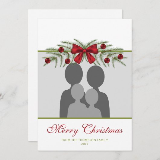 Aangepaste fotosjabloon met kerstgrond feestdagenkaart (Voorkant / Achterkant)