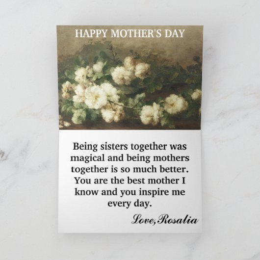 Aangepaste fotosjabloon voor zuster Moederdag Kaar Kaart (Binnen)