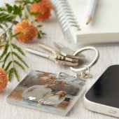 Aangepaste Fotosleutelhanger met Gepersonaliseerde Sleutelhanger (Voorkant Rechts)