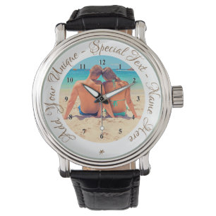 Aangepaste fototekst Bekijk je liefdesfoto's Gift Horloge
