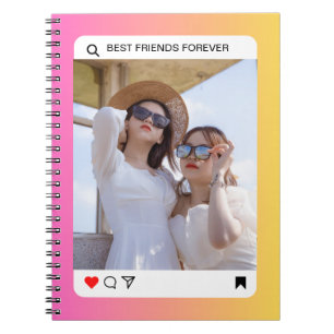 aangepaste fototekst instagram moderne roze notitieboek