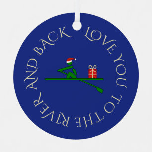 Aangepaste fototekst kerstboomrower navy metalen ornament