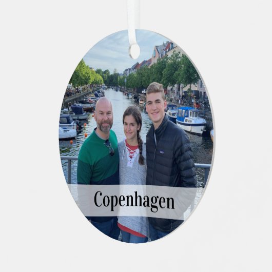 Aangepaste fotoversiering - cadeau voor reishanden metalen ornament (Voorkant links)