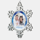 Aangepaste fotoversieringen | Pewter Snowflake Tin Sneeuwvlok Ornament (Rechts)
