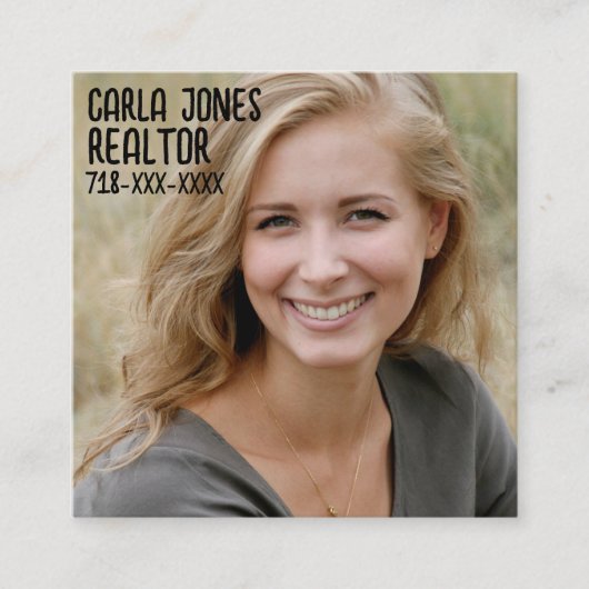 AANGEPASTE FOTOVIERKANT MODERN VIERKANTE VISITEKAARTJE (Voorkant)