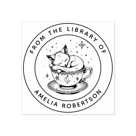 Aangepaste Fox Bookplate Stamp Rubberstempel (Afrduk)