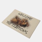 Aangepaste fox-familie deurmat (Schuin)