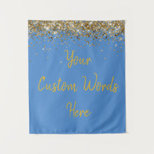 Aangepaste Franse Blauwe Gouden Verjaardagsfeest F Wandkleed