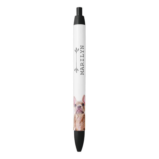 Aangepaste Franse Bulldog | Cute Frenchie Zwarte Inkt Pen (Voorkant Verticaal)