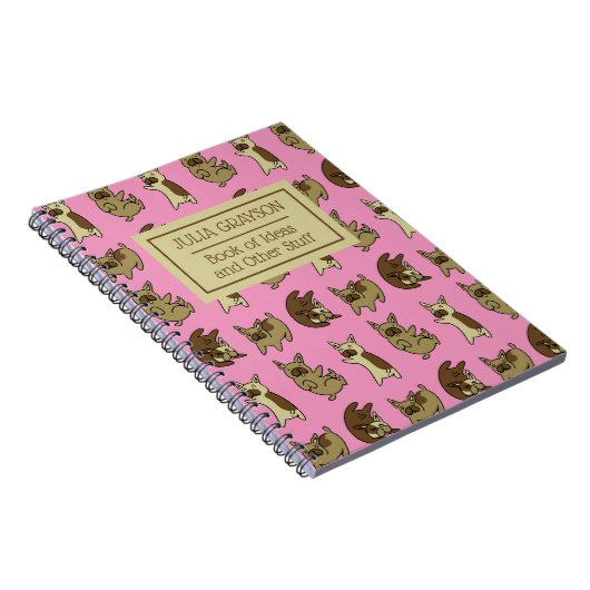 Aangepaste Franse Bulldog Pattern-naam Notitieboek (Rechterzijde)