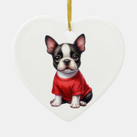 Aangepaste Franse Bulldog Valentijn Keramisch Ornament (Voorkant)