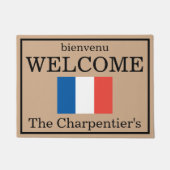 Aangepaste Franse vlag Naam van familie van vlag D Deurmat (Voorkant)