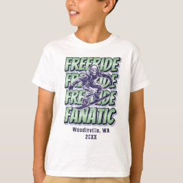 Aangepaste Freeride Snowboarding Locatie Naam T-shirt