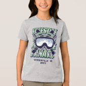 Aangepaste freestyle skiën locatie Datum Naam Tri-Blend Shirt (Voorkant)