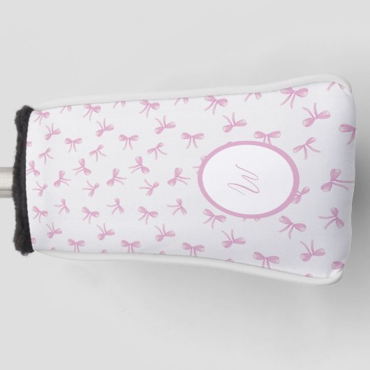 Aangepaste Frilly Coquette Roze waterverf Bow Golfheadcover (Voorkant)