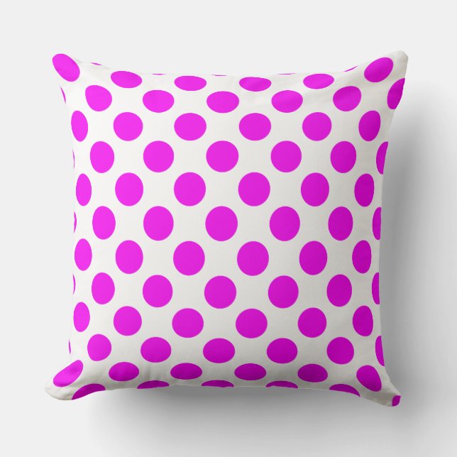 Aangepaste Fuchsia Pink Polka DotThrow Pillow Kussen (Voorkant)