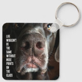 Aangepaste Fun Close-up foto Chocolate Labrador Sleutelhanger (Achterkant)