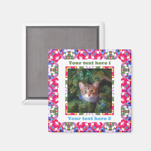 Aangepaste Fun Jolly Red Feestelijke Kerstfoto Gif Magneet (Voorkant / Achterkant)