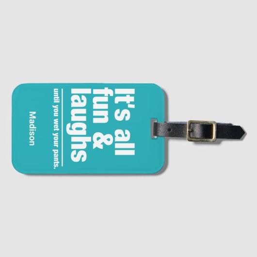 Aangepaste FUN & LAUGHS-naam en -kleur Bagagelabel (Voorkant (horizontaal))