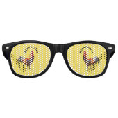 Aangepaste Fun Party Chicken Name Retro Zonnebril (Voorkant)