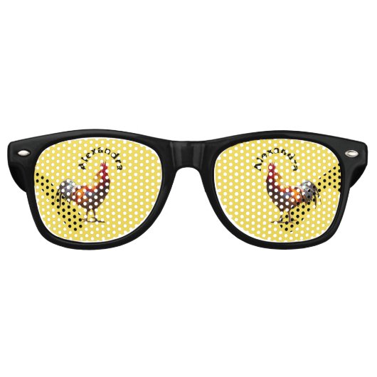 Aangepaste Fun Party Chicken Name Retro Zonnebril (Voorkant)