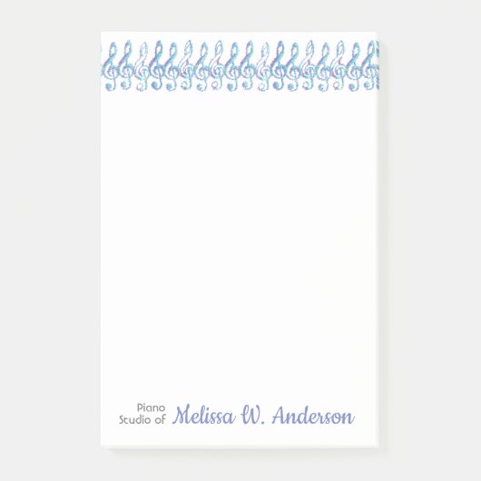 Aangepaste Fun Squiggly Rainbow Treble Clefs Post-it® Notes (Voorkant)