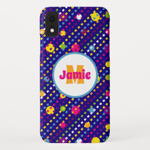 Aangepaste Funky Circles, Dashes Pattern marine iPhone XR Hoesje