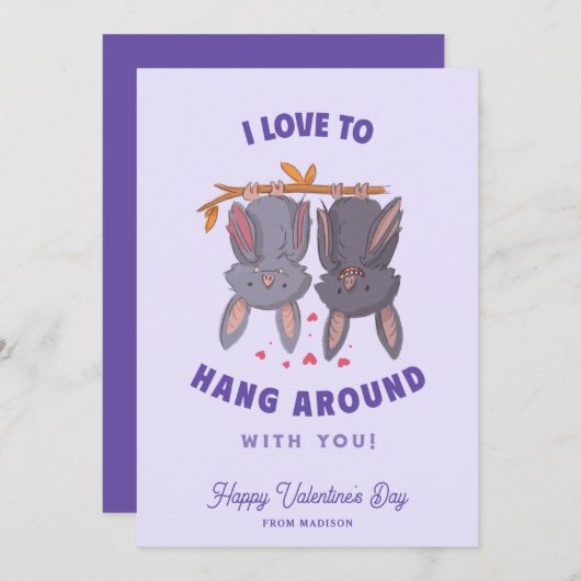 Aangepaste Funny Bats Pun Kinder Valentijnsdag Kaa Kaart (Voorkant / Achterkant)