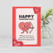 Aangepaste Funny Cupid Valentijn's Day Heart Degie Feestdagenkaart (Staand voorkant)
