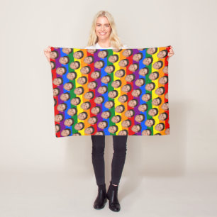 Aangepaste funny Face Photo Gay Pride Rainbow Blan Fleece Deken