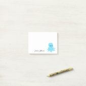 Aangepaste Funny Fat Blue Octopus notepad Post-it® Notes (Op bureau)