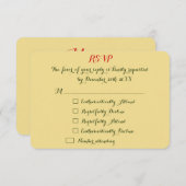 Aangepaste Funny Holiday Kerstbruiloft Noite RSVP (Voorkant / Achterkant)