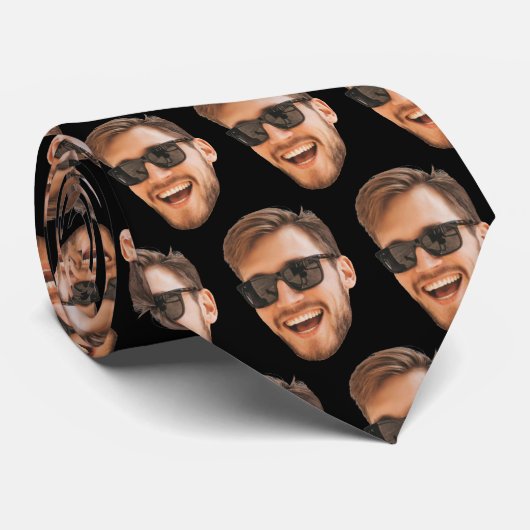 Aangepaste Funny Photo Face Mannen Stropdas (Opgerold)