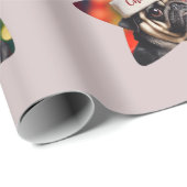 Aangepaste Funny Pug Santa Kerstmis Cadeaupapier (Rol Hoek)
