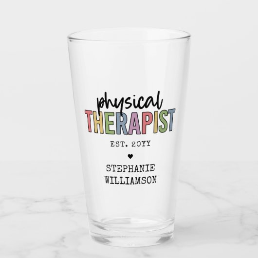 Aangepaste fysieke therapist PT Afstuderen cadeaus Glas (Voorkant)