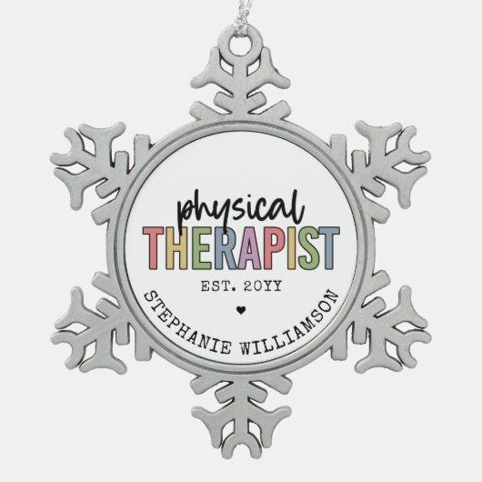 Aangepaste fysieke therapist PT Afstuderen cadeaus Tin Sneeuwvlok Ornament (Voorkant)