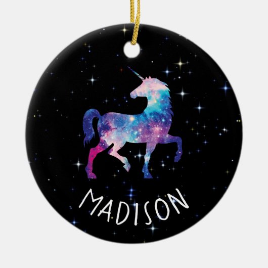 Aangepaste galaxy Unicorn Keramisch Ornament (Voorkant)