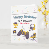 Aangepaste gamekaart voor kleinzoon + kaart (Gele Bloem)