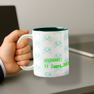 Aangepaste Gamer-Mok – Herhalende Game Controllers Tweekleurige Koffiemok
