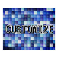 Aangepaste Gamertag Blauwe 8-Bit Pixel Vierkant Pa